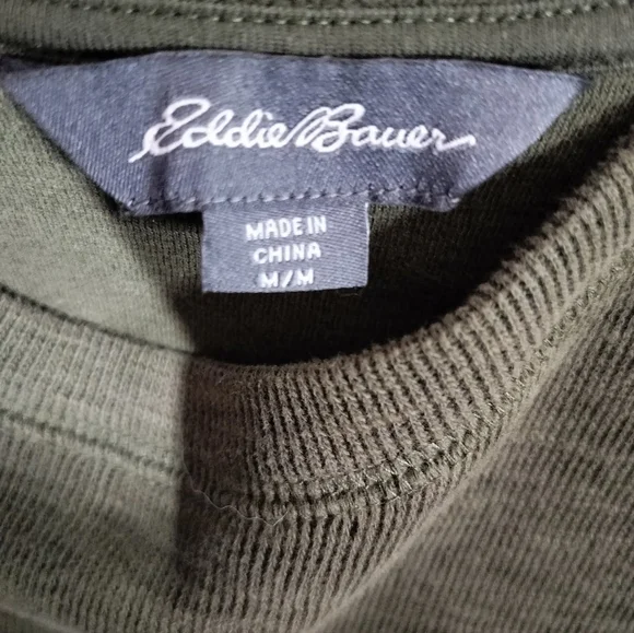 M484) Eddie Bauer Green Double Knit Crew neck Sweater Size Medium - Picture 5 of 7